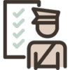 Icon of a customs officer with a checklist