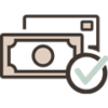 Icon of bank note and bank card