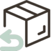 Icon of a shipping box with a returning arrrow